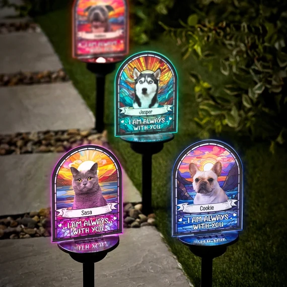 Arched shape plaque solar lights for pet memorial