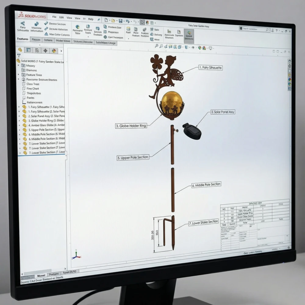 2 fairy solar stake cad exploded