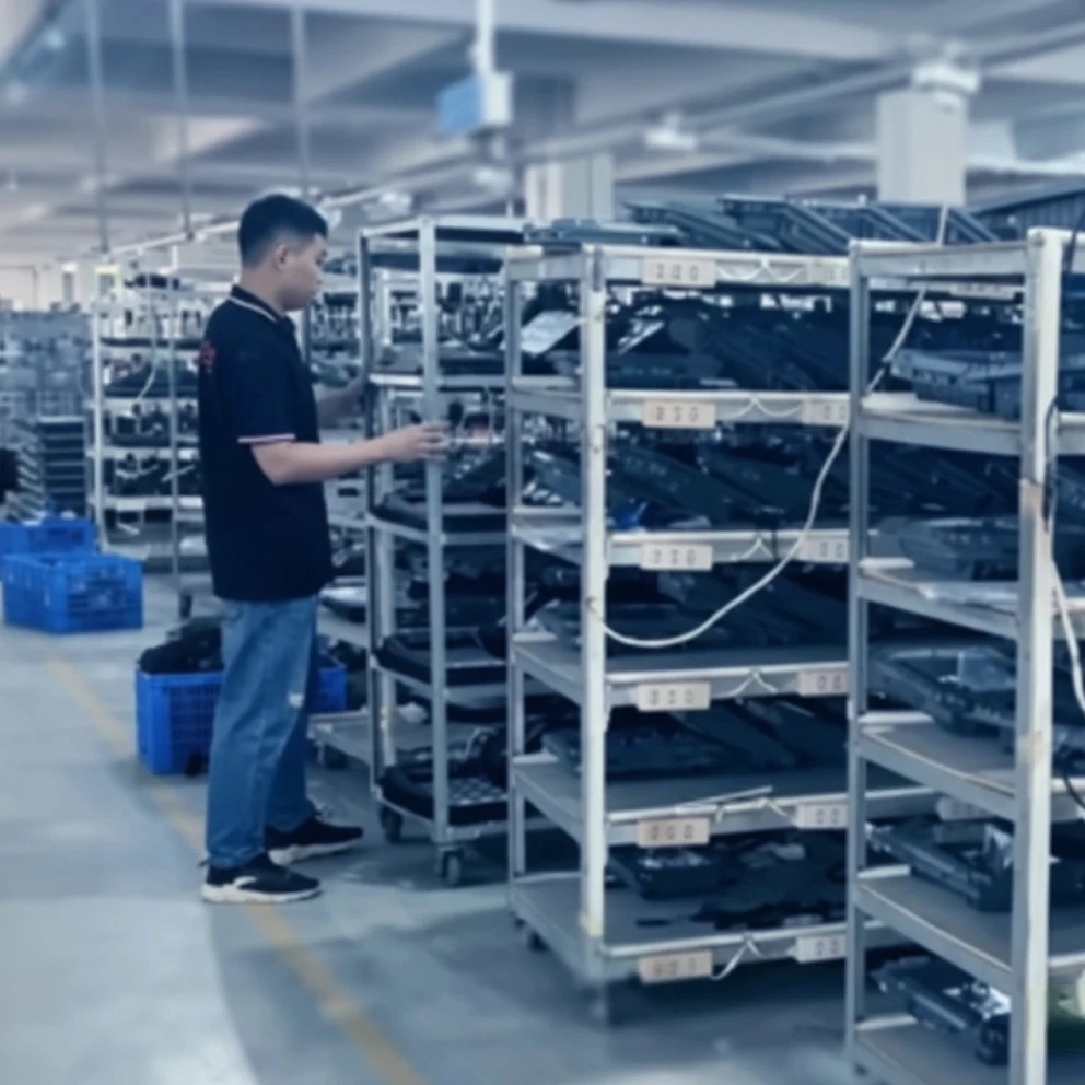 48 hour burn in testing of solar light heads on aging racks in glowyard qc laboratory