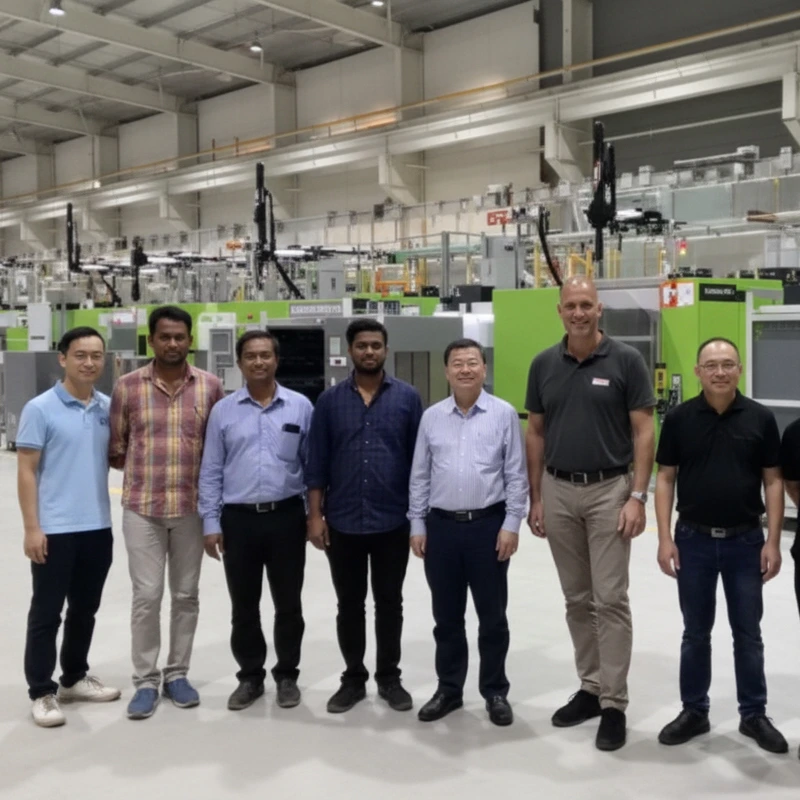 international solar light distributors visiting glowyard's large scale injection molding workshop with automated machinery.