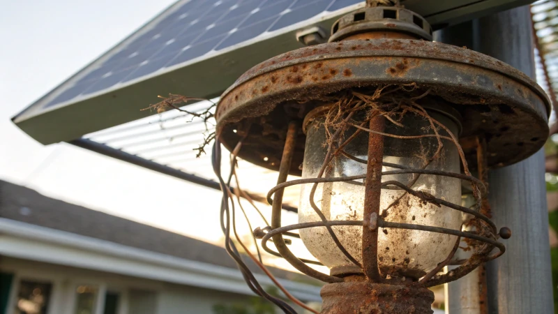 close up solar light corrosion