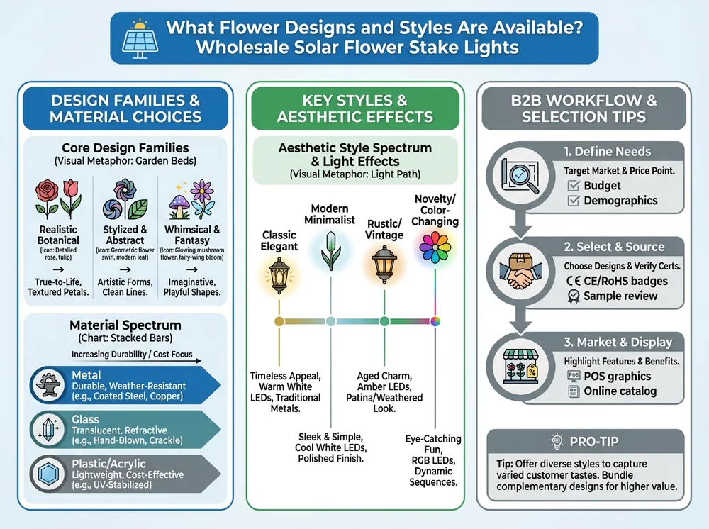 Wholesale Solar Flower Stake Lights - What Flower Designs and Styles Are Available?
