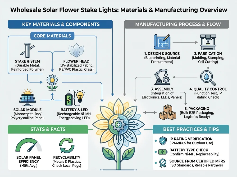 Wholesale Solar Flower Stake Lights - What Materials and Manufacturing Processes Are Used?