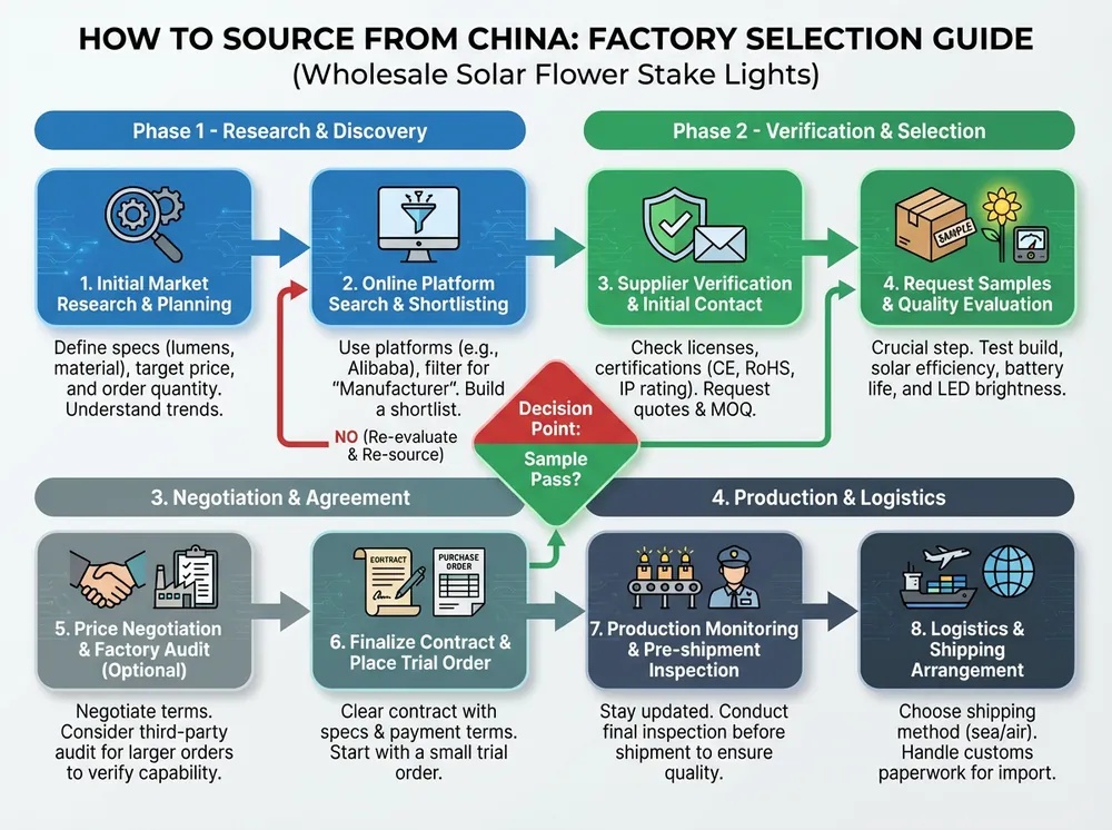 Wholesale Solar Flower Stake Lights - How to Source from China: Factory Selection Guide