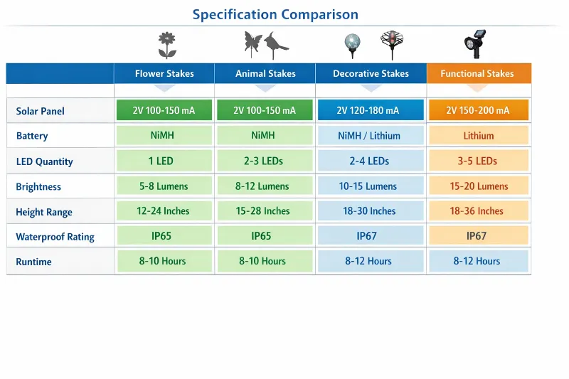 7 solar garden stake lights technical specs
