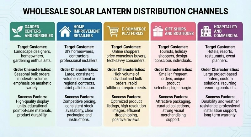 distribution channel infographic for wholesale solar lanterns.