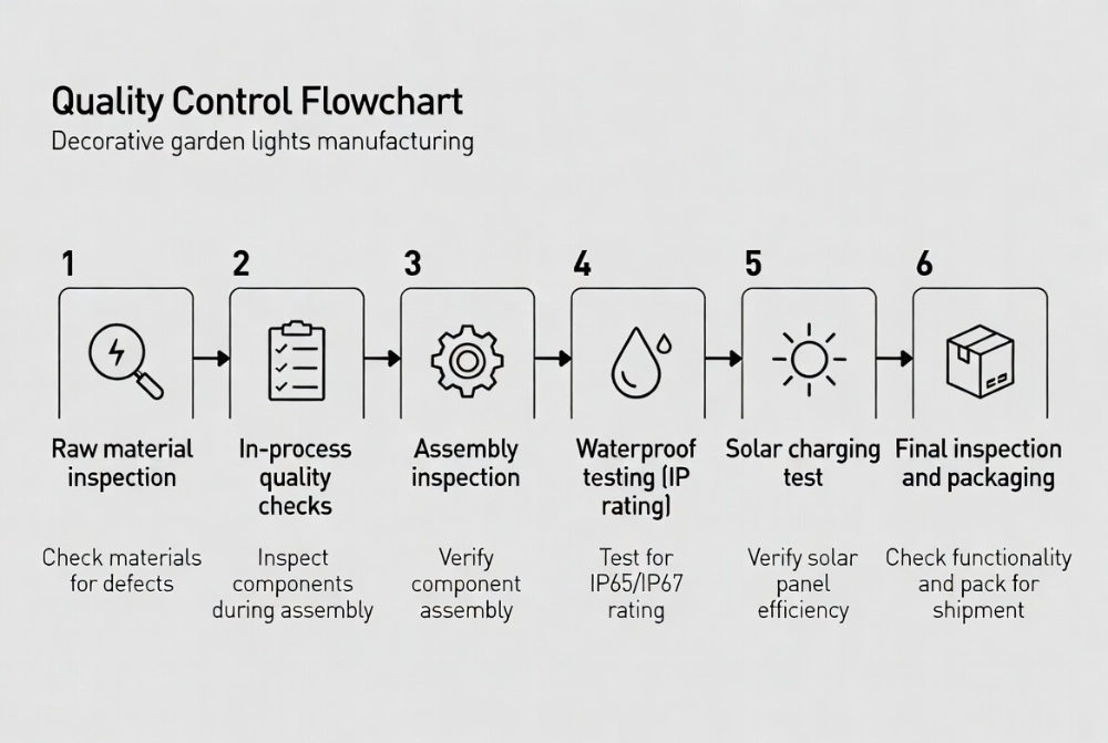 flowchart showing quality control process for decorative garden lights manufacturing