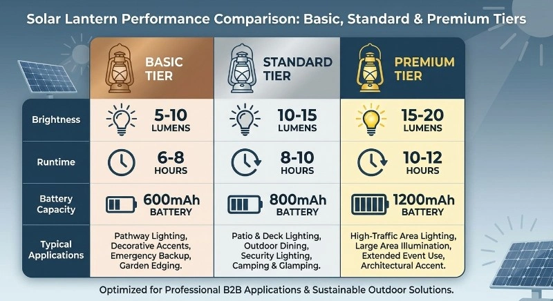 performance comparison infographic for solar lanterns.