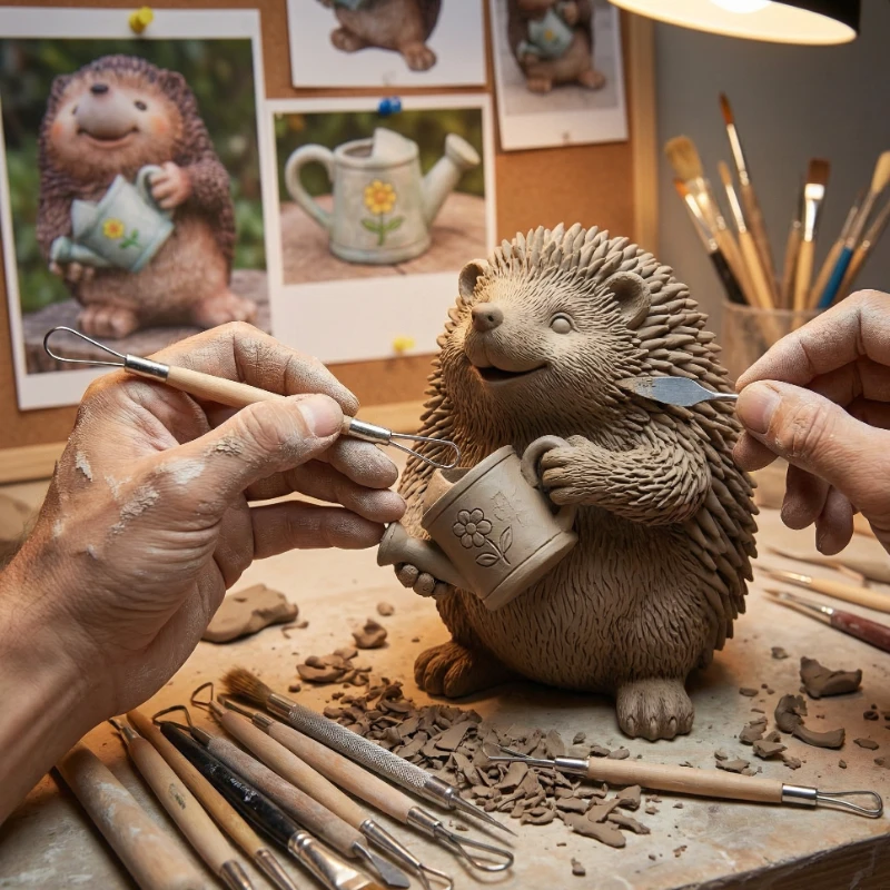 sculpting hedgehog clay close up