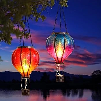 13 Hot Air Balloon Solar Lights Flame Effect