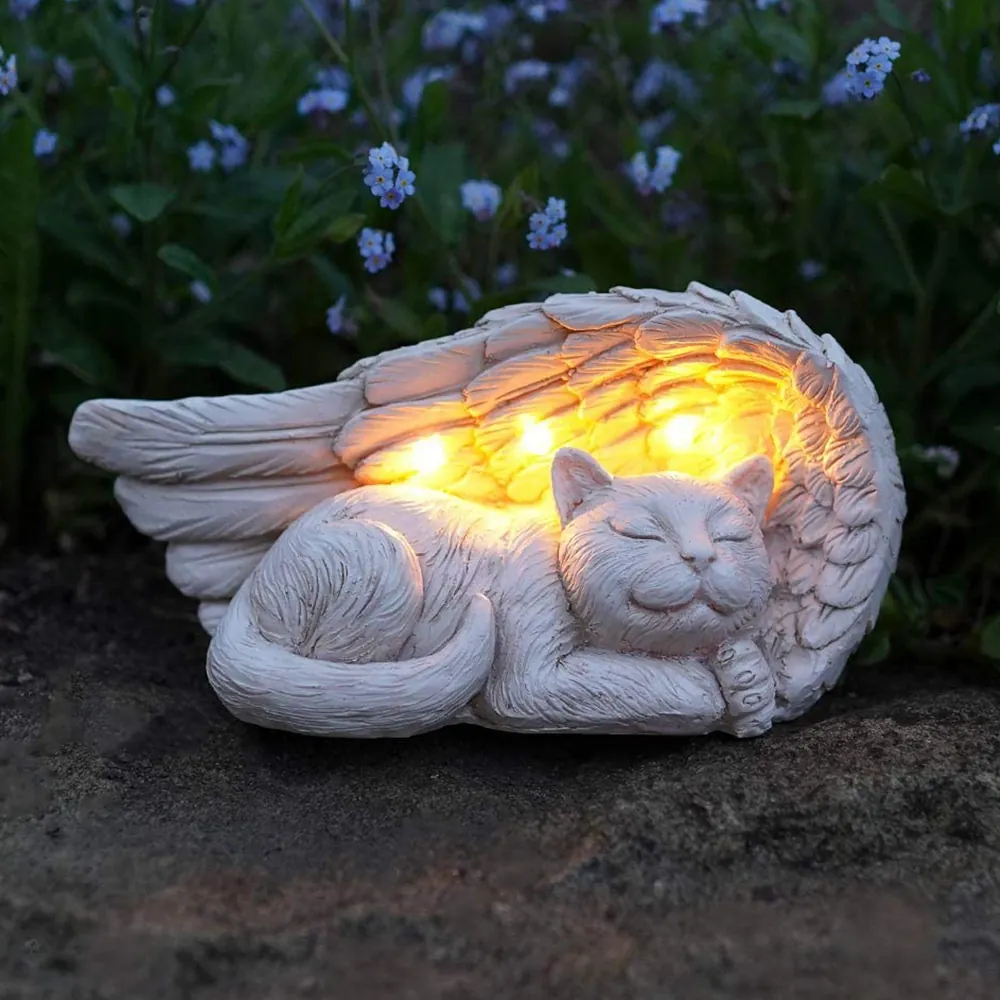 18 Cat Solar Lights Resin