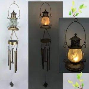 sm22831 iron + glass led solar wind chimes