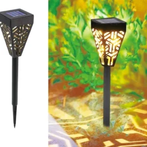 sm231096 pp plastic 2 in 1 solar stake light lantern set (6pc)