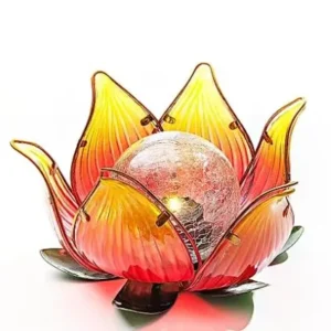 sm231324 glass+iron+pp solar crackled glass ball lotus lamp (1)