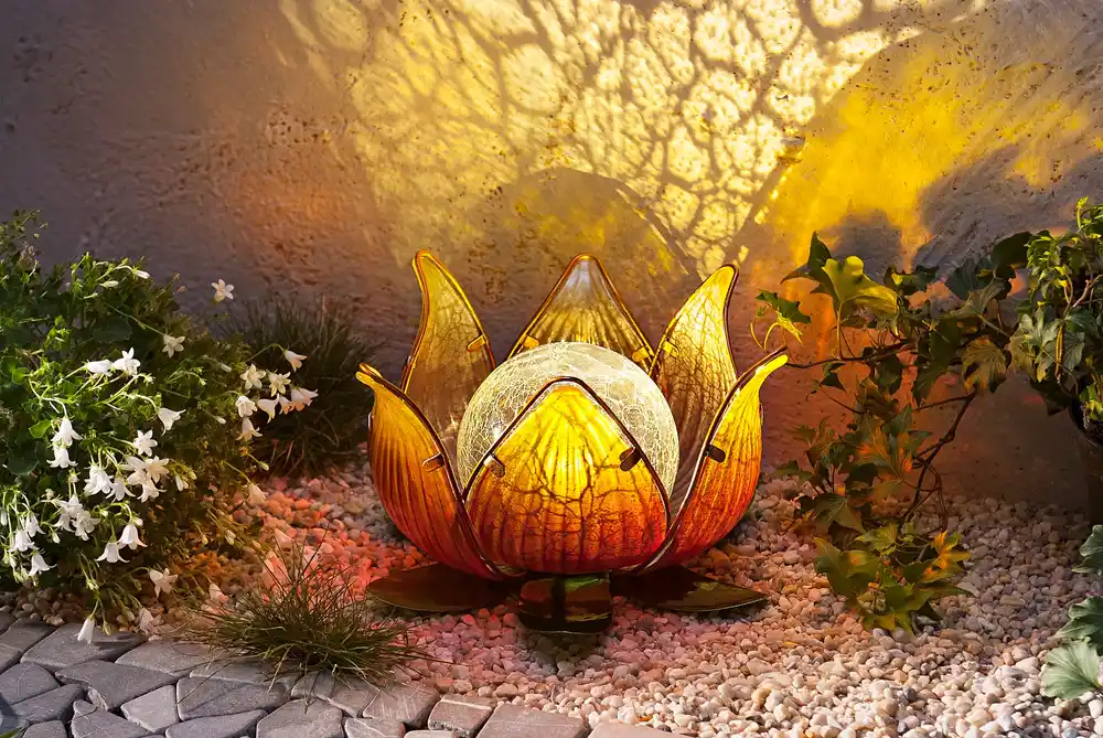 sm231324 glass+iron+pp solar crackled glass ball lotus lamp (2)