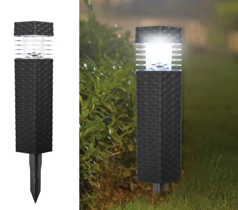 sm23427 pp plastic large matte black rattan design decorative solar stake lights (set of 2)