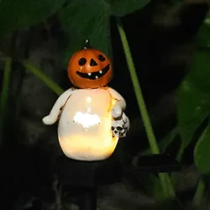 sm251019 resin pumpkin skull head solar stake light (3)
