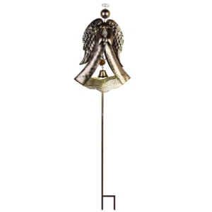 sm251057 iron angel shaped bell solar stake light (1)