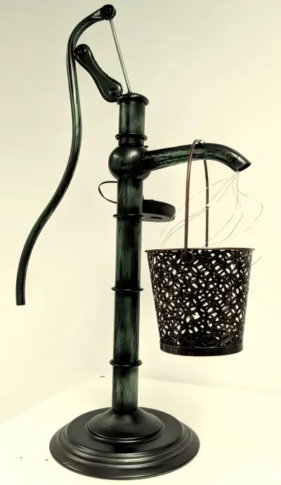 sm251064 iron+pp solar powered water pump bucket lamp (2)