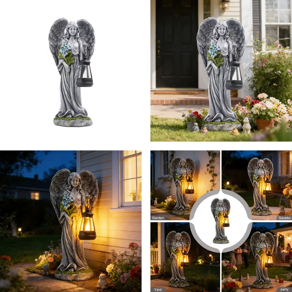 sm251084 resin solar angel with lantern stake light (3)