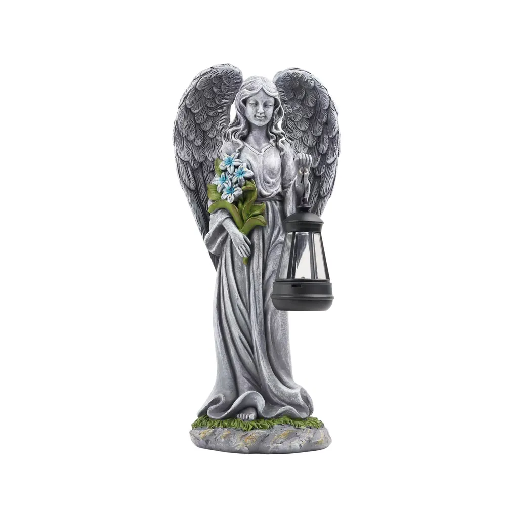 sm251084 resin solar angel with lantern stake light (4)