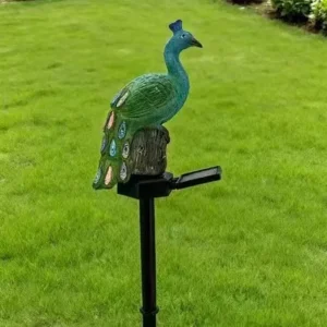 sm251113 resin+pp solar resin peacock stake light (1)