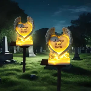 sm251115 resin+pp solar angel wings memorial grave stake light (1)