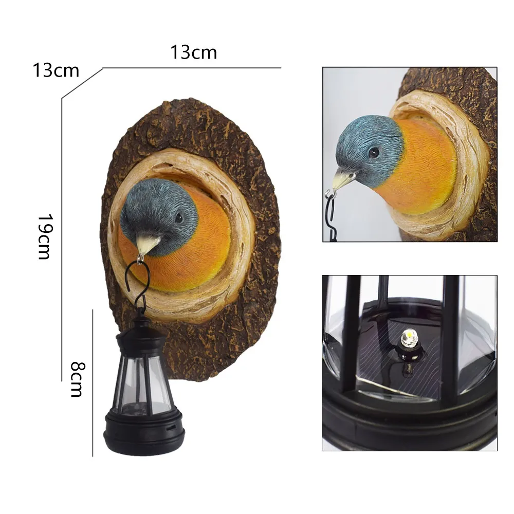 sm251117 resin+pp solar bird wall light with hanging lantern (2)