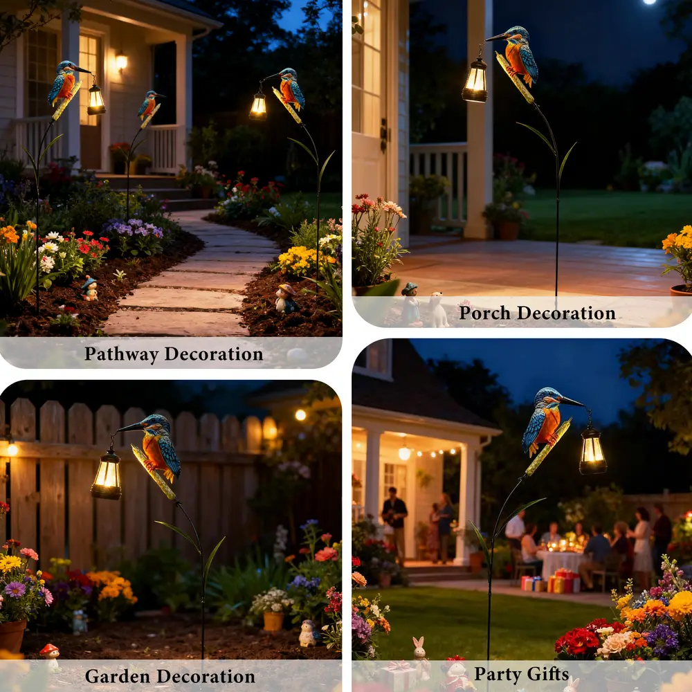 sm251122 iron + glass bird lantern solar stake light (3)