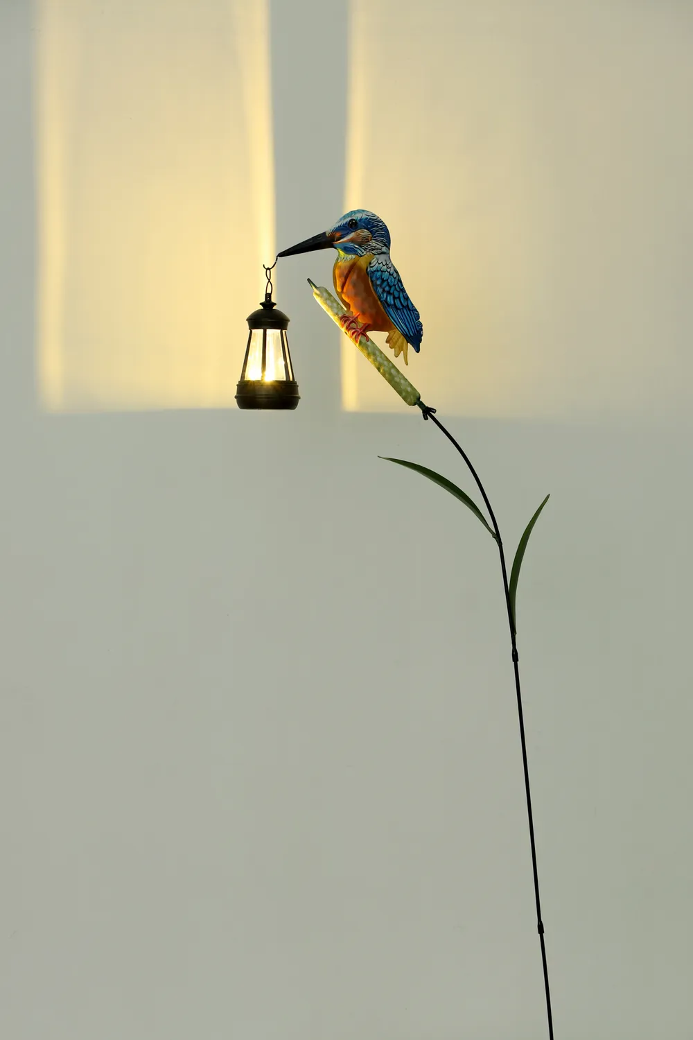 sm251122 iron + glass bird lantern solar stake light (5)