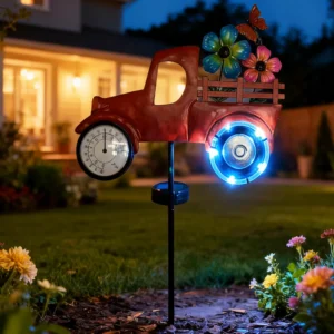 sm251146 iron+pp solar decorative truck stake light (1)