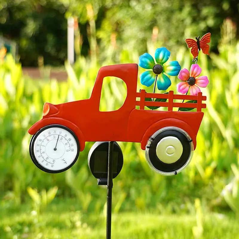 sm251146 iron+pp solar decorative truck stake light (5)