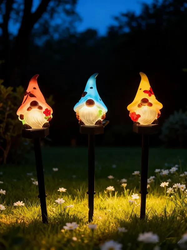 sm251169 resin+pp solar resin gnome stake light (2)