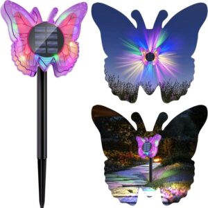 SM251173 Plastic RGB Colour-Change Butterfly Solar Decorative Stake Light