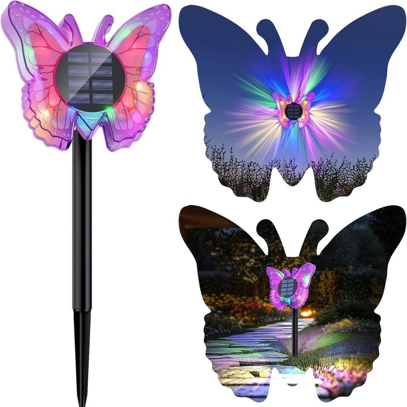 SM251173 Plastic RGB Colour-Change Butterfly Solar Decorative Stake Light