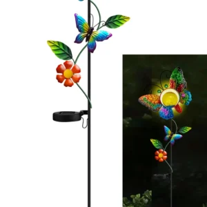 sm251192 iron + glass butterfly solar stake light (1)