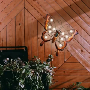 sm251264 iron solar metal wall decor butterfly light (3)