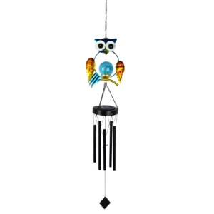 sm251271 iron and glass solar owl wind chimes light (1)