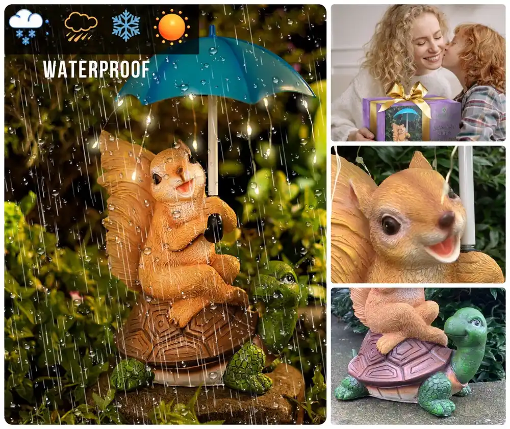 sm251278 polyresin solar powered squirrel holding umbrella light (4)