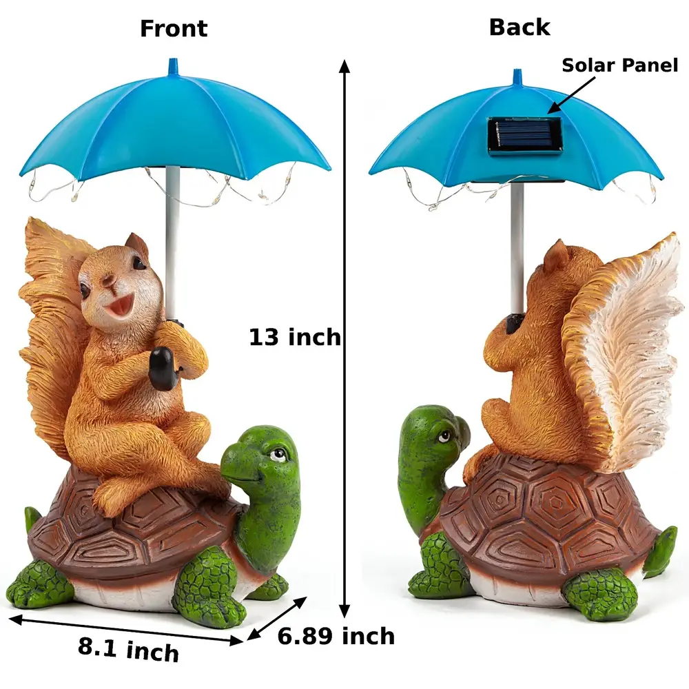 sm251278 polyresin solar powered squirrel holding umbrella light (5)