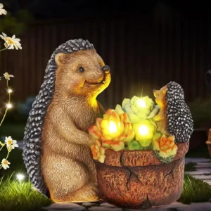 sm251292 resin+pp solar hedgehog flower pot garden statue (1)