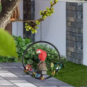 sm251304 iron+resin+pp solar parrot garden hanging light (1)