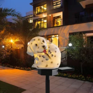 sm251307 resin+pp resin dog with butterfly solar stake light (1)