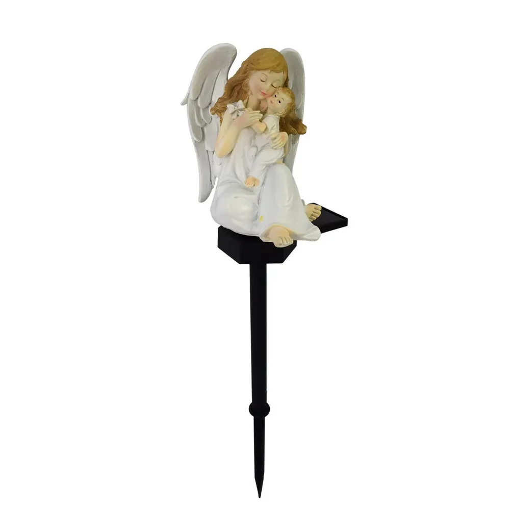 sm251308 resin+pp resin parent child angel solar stake light (2)