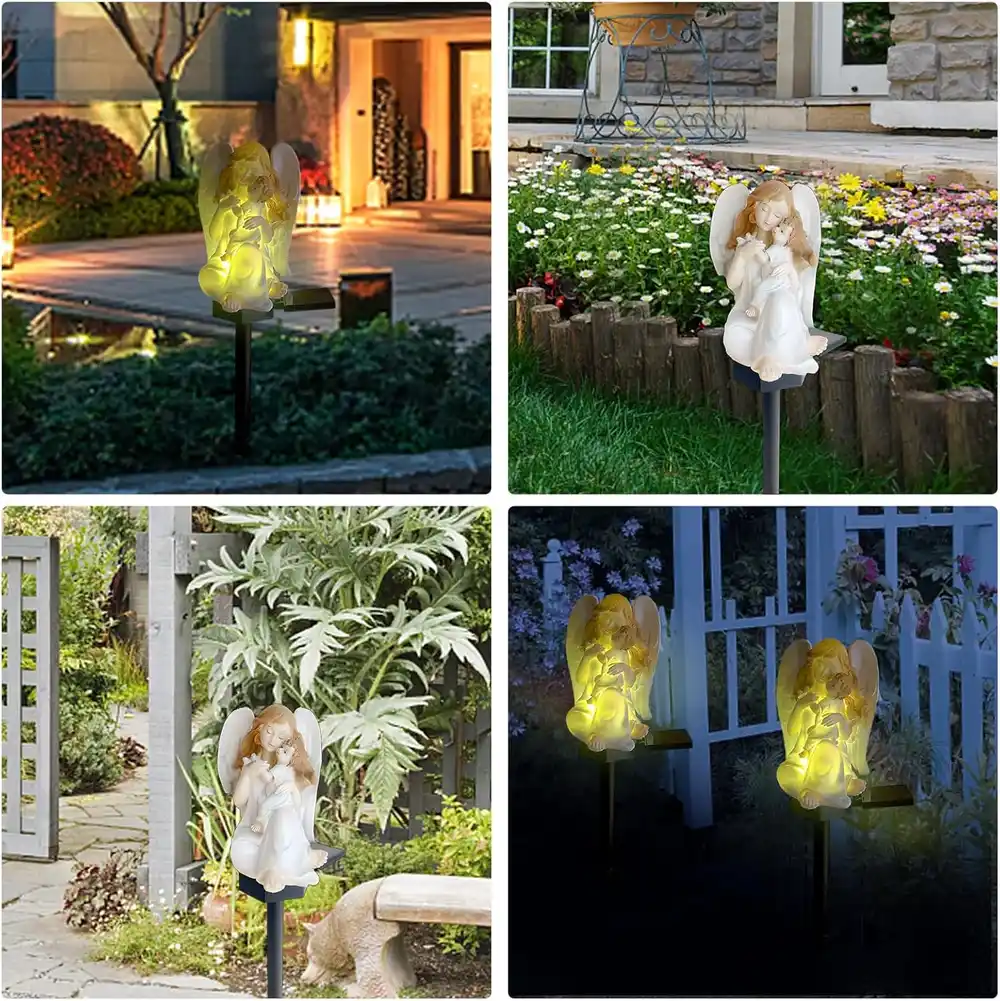 sm251308 resin+pp resin parent child angel solar stake light (4)