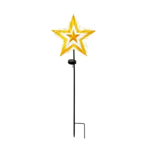 sm251318 iron+pp+fiber optic solar star stake light with fiber optic