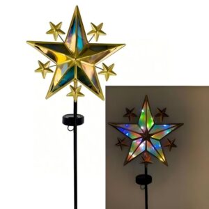 sm251323 iron, pp, pvc iridescent star solar stake light