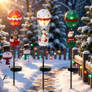 sm251415 iron, pp (new design) christmas hot air balloon solar stake light