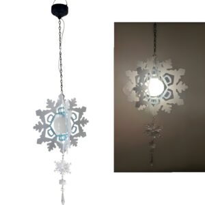 sm251418 iron, pp solar powered snowflake chandelier