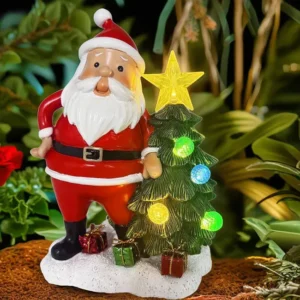 sm251428 resin+pp (new design) solar santa claus with with gift bag resin statue (1)